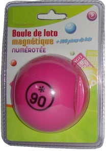 Boule de loto magnetique numerotee rose + 100 pions de loto - ramasse pions - lotoquine