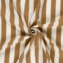 Tissu Double Gaze de Coton Rayé Brique sur fond Blanc