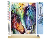Peinture par Numéro Figured'Art - Deux chevaux en couleur - Kit de Loisir Créatif DIY Numéro d'Art Complet - 40x50cm toile roulée + châssis en bois à monter