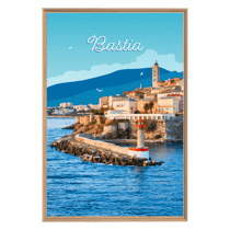 Tableau mural encadré illustration Bastia 65x97 cm