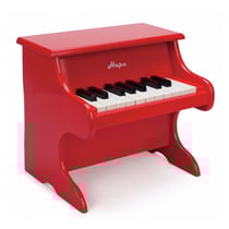 Petit piano rouge en bois 18 touches + partitions - hape - e0318 - jouet musical