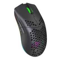 Souris Gaming Sans Fil 7 Boutons RGB Rechargeable Ergonomique 3600DPI Noir YONIS