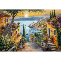 Puzzle vue sur le port 1500 pièces - collection mer et montagne - clementoni - 31729