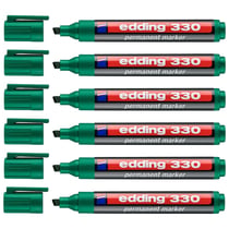 Lot de 6 marqueurs permanents - EDDING - Vert - Pointe biseautée 1-5 mm
