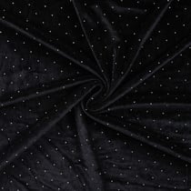 Tissu Jersey Velours Lunaria strass Argentés sur fond Noir