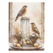 1 feuille de papier de riz 21 x 29,7 cm AB Studio OISEAU OEUF 4858