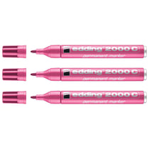 Lot de 3 marqueurs permanents - EDDING - Pointe ronde 1,5-3 mm - Corps aluminium - Rose