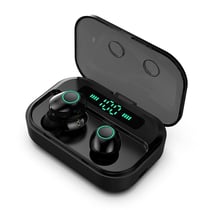 Ecouteurs Bluetooth Stéréo Sans Fil Avec Étui De Charge Et Affichage Numérique Noir YONIS