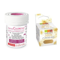 Colorant alimentaire en poudre pourpre + paillettes dorées