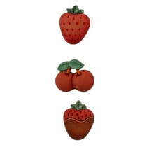 3 boutons fantaisies scrapbooking décoration couture FRAISE CERISE