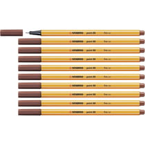 Lot de 10 stylos-feutres pointe fine 0,4 mm - STABILO - Point 88 - Sienne brûlée