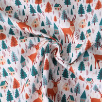 Tissu Coton imprimé Elarön forêt enchantée sur fond Blanc cassé - Au mètre