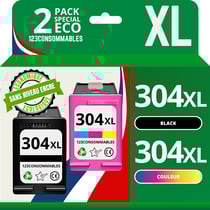304XL - Pack 2 cartouches HP 304 XL compatibles HP DeskJet 2630 2620 - sans niveau - 123CONSOMMABLES