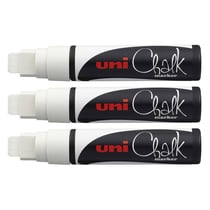 3 marqueurs craie Uni chalk marker Uni Ball pointe extra large blanc
