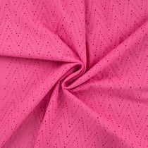 Tissu Coton brodé ajouré Leisa uni Rose fuchsia - Au mètre