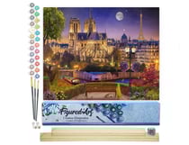 Peinture par Numéro Figured'Art - Notre-Dame Etoilée - Kit de Loisir Créatif DIY Numéro d'Art Complet - 40x50cm toile roulée + châssis en bois à monter