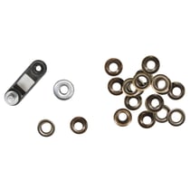 Oeillets en métal p. enserrer, 18mm y compris outillage, Blister 10pces, or ancien