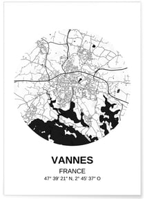 Affiche Carte Vannes | A3 : 29,7x42cm