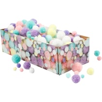 Pompons, d 15-40 mm, paillettes, couleurs pastel, 400 gr/ 1 Pq.
