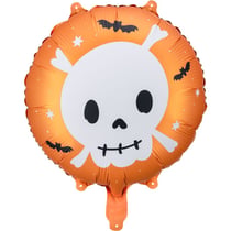 Ballon Aluminium Hélium Orange Crâne - 35 cm