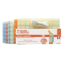 Graine Créative - Bougie à modeler 6 plaques Couleurs pastel 1 050 g