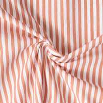 Tissu Coton imprimé Arty Edoua rayures noisette sur fond Blanc