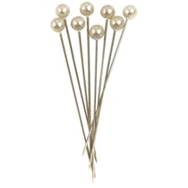 Epingle à  tête de perle, 70mm, 6mm tête de perle, Boîte 25pces, blanc