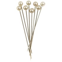 Epingle à  tête de perle, 70mm, 6mm tête de perle, Boîte 25pces, blanc