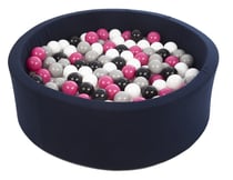 Piscine à balles Aire de jeu + 300 balles bleu marine noir, blanc, rose,gris - Velinda