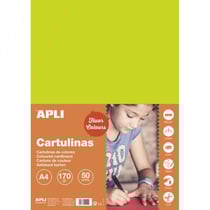 Apli 14249 - Carton de couleur vert fluo Format A4 180gr. 210x297mm