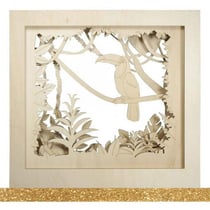 Cadre bois Toucan XL 53 x 53 x 14,5 cm + masking tape doré à paillettes 5 m