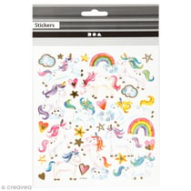 Stickers papier - Licornes - Détails dorés - 31 pcs