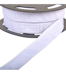 Elastique sport en relief 32mm blanc au mètre