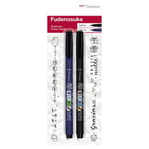 Lot de 6 feutres pinceaux - TOMBOW - Fudenosuke - Noir - Pointe souple et dure