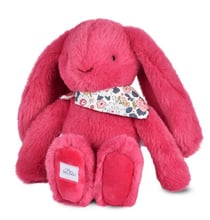 Peluche lapin fleurette fuchsia - 25 cm -