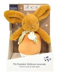 Veilleuse bebe musicale culbuto ocre - 16 cm