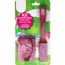 Baton magnétiques bingo rose pailletés + 100 pions pailletés de loto - ramasse pions - CARTALOTO