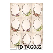 Tags éléments décoratif en papier à découper scrapbooking ETIQUETTES FLEURIES 0082