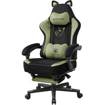 Chaise gaming ergonomique GTPLAYER chaton - Velours - Vert - 50 x 55 x 132 cm