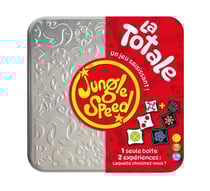 Boîte métal jungle speed la totale - totem en bois, 2 séries de cartes - asmodee - jeu d'ambiance
