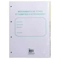 Recharge numérotée/perforée 58 feuillets unis blanc, épaisseur du papier 90g, avec gardes titrées pour classeurs Mouvements de titres, liste des actionnaires - Format A4 - Autre - Le Dauphin
