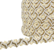 Bobine 25m galon zig zag métal 13mm Ecru