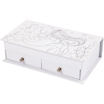 Boîte à bijoux, H : 5 cm, dim. 18x10,5 cm, blanc, 1 pièce
