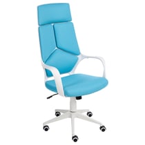 Chaise de Bureau Bleue en Tissu Polyester Hauteur Réglable Pivotante Dossier Inclinable