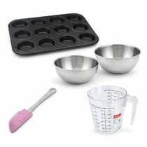 Set pâtisserie avec moule à muffins 12 empreintes 38 x 26 cm, 2 bols à mixer, verre mesureur et spatule Zenker