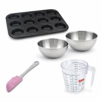 Set pâtisserie avec moule à muffins 12 empreintes 38 x 26 cm, 2 bols à mixer, verre mesureur et spatule Zenker