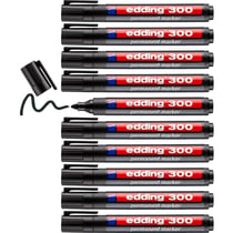 Lot de 10 marqueurs permanents - EDDING - Noir - Pointe ronde 1,5-3 mm - Rechargeable