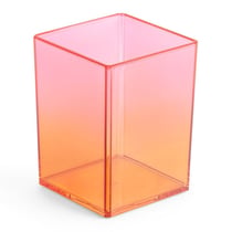Pot à crayons - Orange - Plastique semi-transparent - 7,5x7,5x10cm - Pour le bureau - Miquelrius