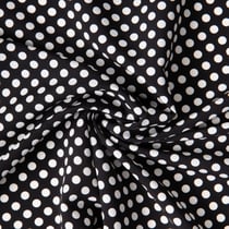 Tissu Mousseline lourde Koshibo pois blanc sur fond Noir