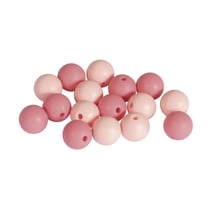 Perles en silicone, 12mm ø, tons roses, 16 pièces